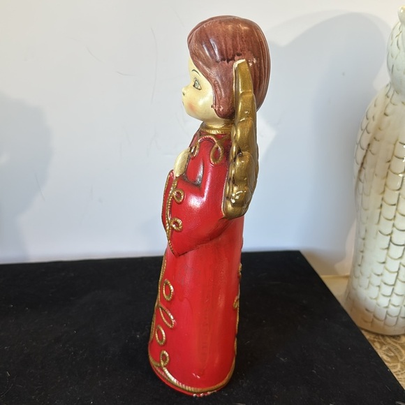Vintage Ardco Red Praying Christmas Angel figurine 11" Paper Mache Japan - Picture 3 of 8